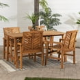 thumbnail image 4 of Solid Acacia Wood 5-Piece Chevron Dining Set in Brown, 4 of 5