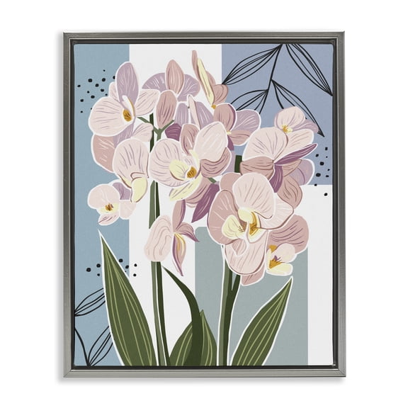 Stupell Industries Contemporary Modern Orchid Square Shapes Gray Floating Frame Canvas Art, 17 x 21, by Ziwei Li