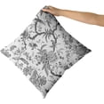 thumbnail image 3 of Chinoiserie Pillow Covers 20x20 Inch Set of 2 Black White Gray Floral Birds Decorative Throw Pillows Rustic Vintage Flowers Pillow Cases Cotton Square Cushion Cover Decor for Couch Bed Sofa, 3 of 6