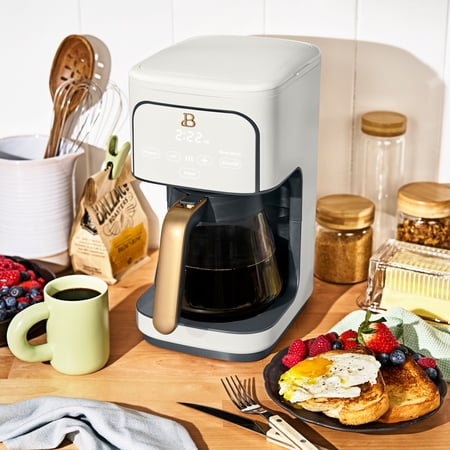 Beautiful 12 Cup Programmable Coffee Maker, White Icing by Drew Barrymore