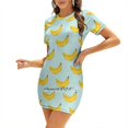 thumbnail image 1 of Robe Élégante Douce à Motif Banane pour Femmes, Robe Coréenne Kawaii à Col Carré, Motif Banane, Banane Vectorielle, 1 of 5