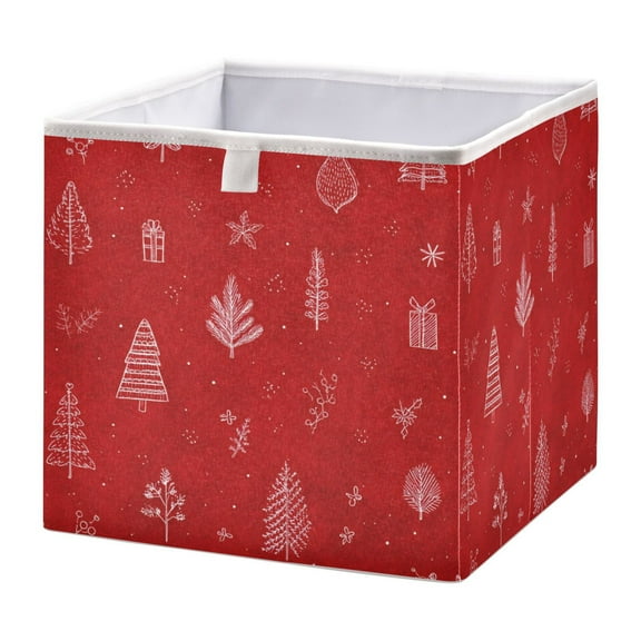 Fabric Open Basket Bins Foldable Storage Basket 2 Size Avliable Christmas Doodles