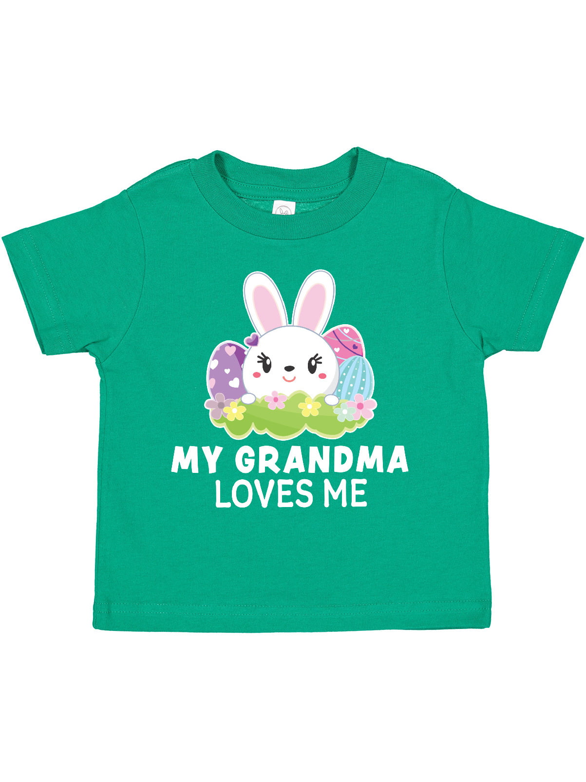 inktastic My Gramma Loves Me with Bunny and Easter Eggs Toddler T-Shirt