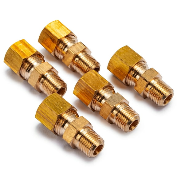 LTWFITTING Brass 5/16" OD x 1/8" Male NPT Compression Connector Fitting(Pack of 5)