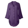 thumbnail image 4 of Aayomet Dress Shirts for Women Tops Button Womens Shirt Casual Ladies Loose Dress Women's Blouse (Purple, M), 4 of 4