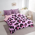 thumbnail image 3 of Manfei Wild Cheetah Pattern 7pcs Bedding Comforter Set,Woodland Animal Queen Sets,Pink Zebra Striped Queen Sheet For Teens Girls,Super Cozy Room Decor Reversible, 3 of 8
