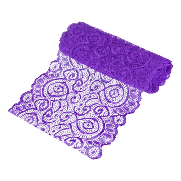 Uxcell 5 Yard 7.1 inch Wide Elastic Lace Fabric Ribbon Stretchy Trim for DIY Handicrafts Dark Purple