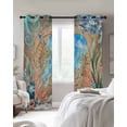 thumbnail image 4 of Jellyfish Coastal Blackout Curtains for Bedroom Living Room Darkening Curtains 90 Inch Summer Nautical Starfish Coral Brown Anchor Black Out Window Curtain Privacy Window Treatment Drapes 52"x90"x2, 4 of 9