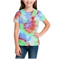 thumbnail image 4 of DxhmoneyHX Girls Casual Summer T Shirt Crew Neck Short Sleeve Tie Dye Tunic Blouse Loose Fit Summer Lightweight Stylish Pullover Tops Age 3-14 Years, 4 of 5