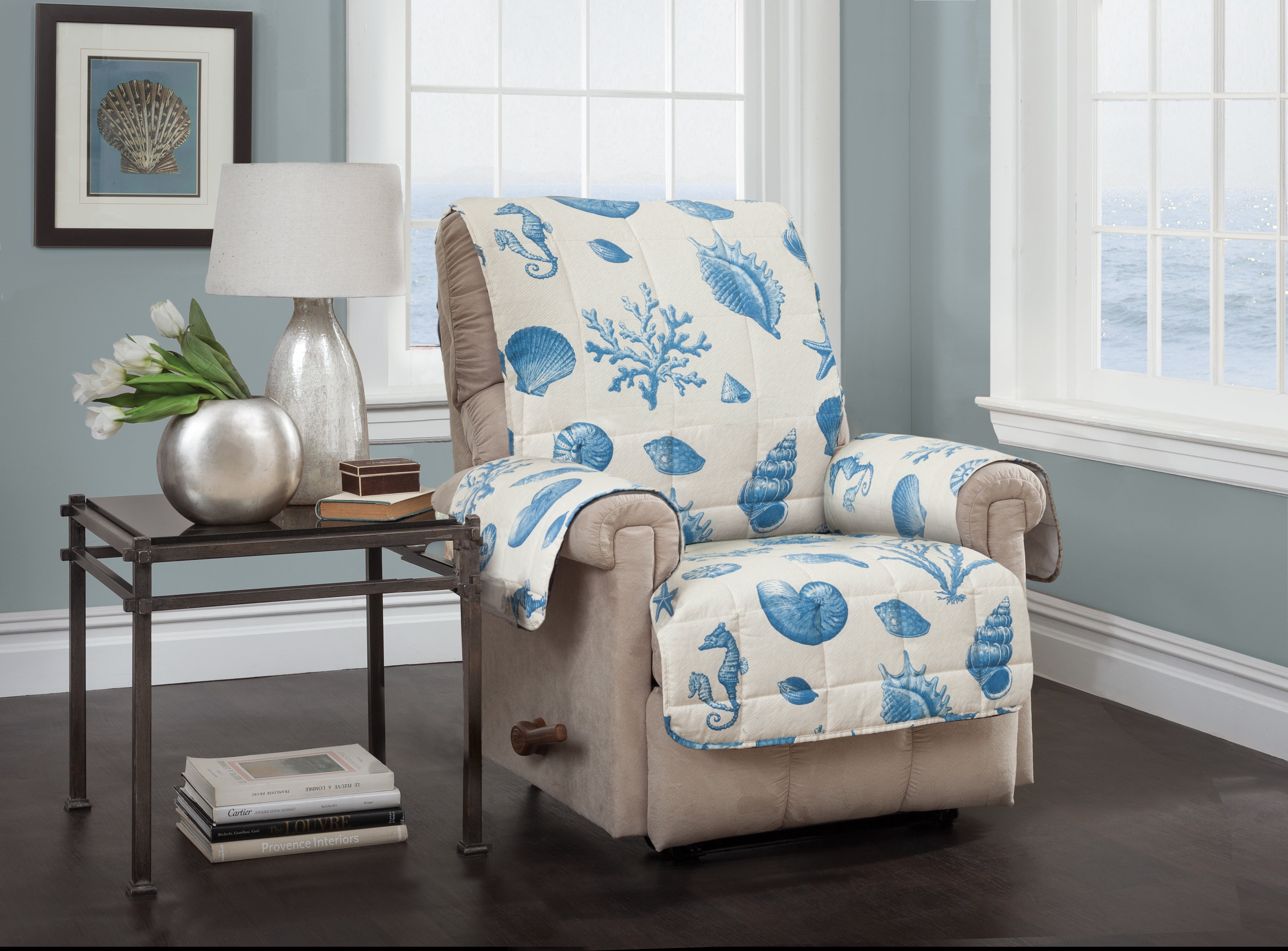 Mainstays Shells Print 1Piece Recliner Chair Cover Protector