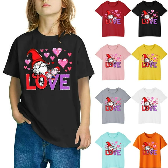 Riecok Valentine's Day Short Sleeve Work Blouses for Kid Round Neck Toddler Kids Girls 2025 Comfortable Shirt Kids Clothes Toddler Kids Girls 2025 Casual Loose Shirts Black 3 T