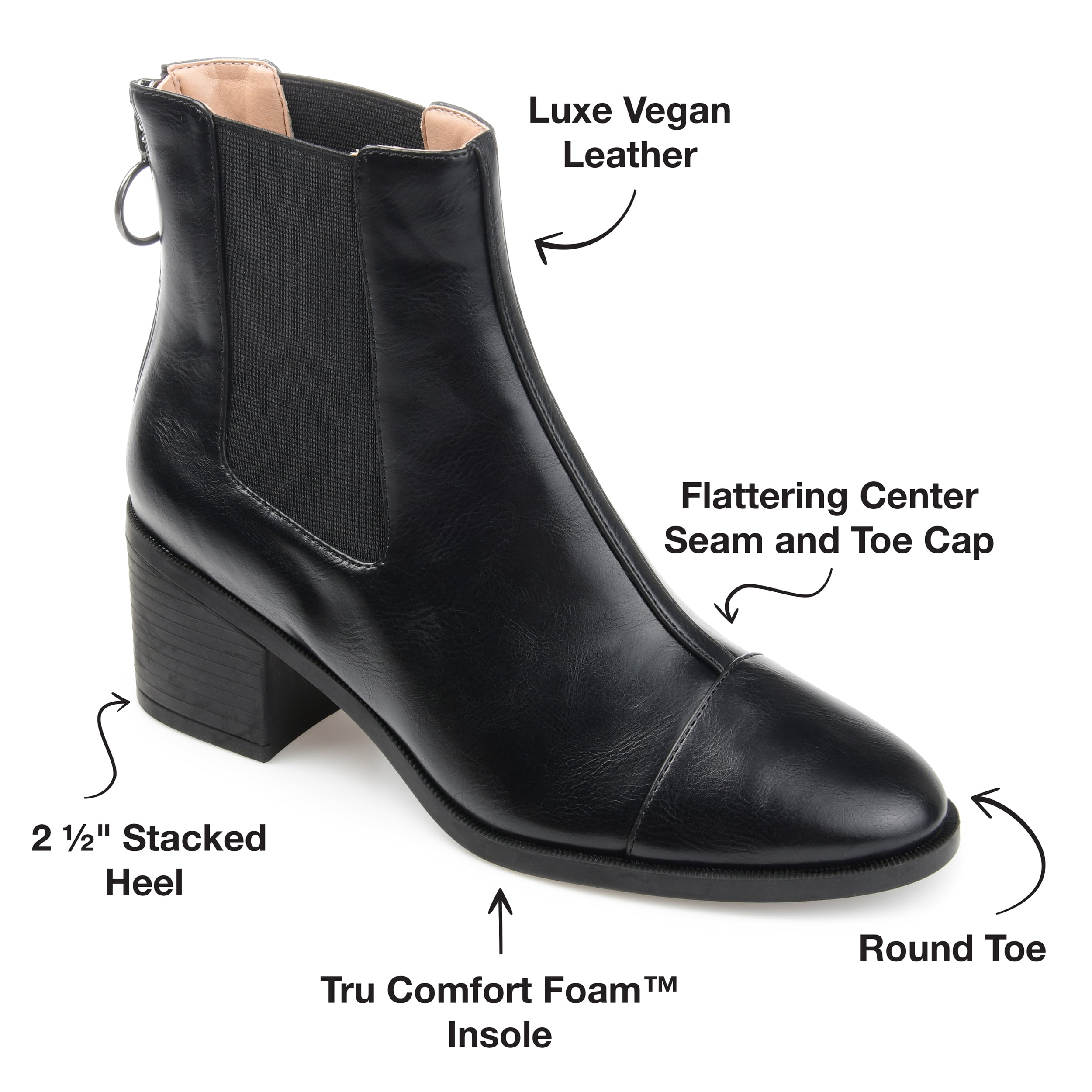 Journee Womens Nigella Back Heel Zip Stacked Heel Booties