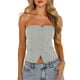 thumbnail image 1 of Blusa Mangas Largas Top sin tirantes con botones, Top corto ajustado para mujer, ropa de calle Hotsweet Kuymtek Gris T L para Mujer, 1 of 6