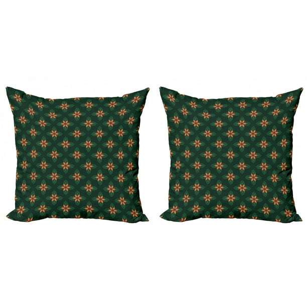 Garden Art Throw Pillow Cushion Cover Pack Of 2 Ornamental Flowers With Dark Background Plant Arrangement Zippered Double Side Digital Print 4 Sizes Apricot Ruby Dark Green By Ambesonne Walmart Com Walmart Com