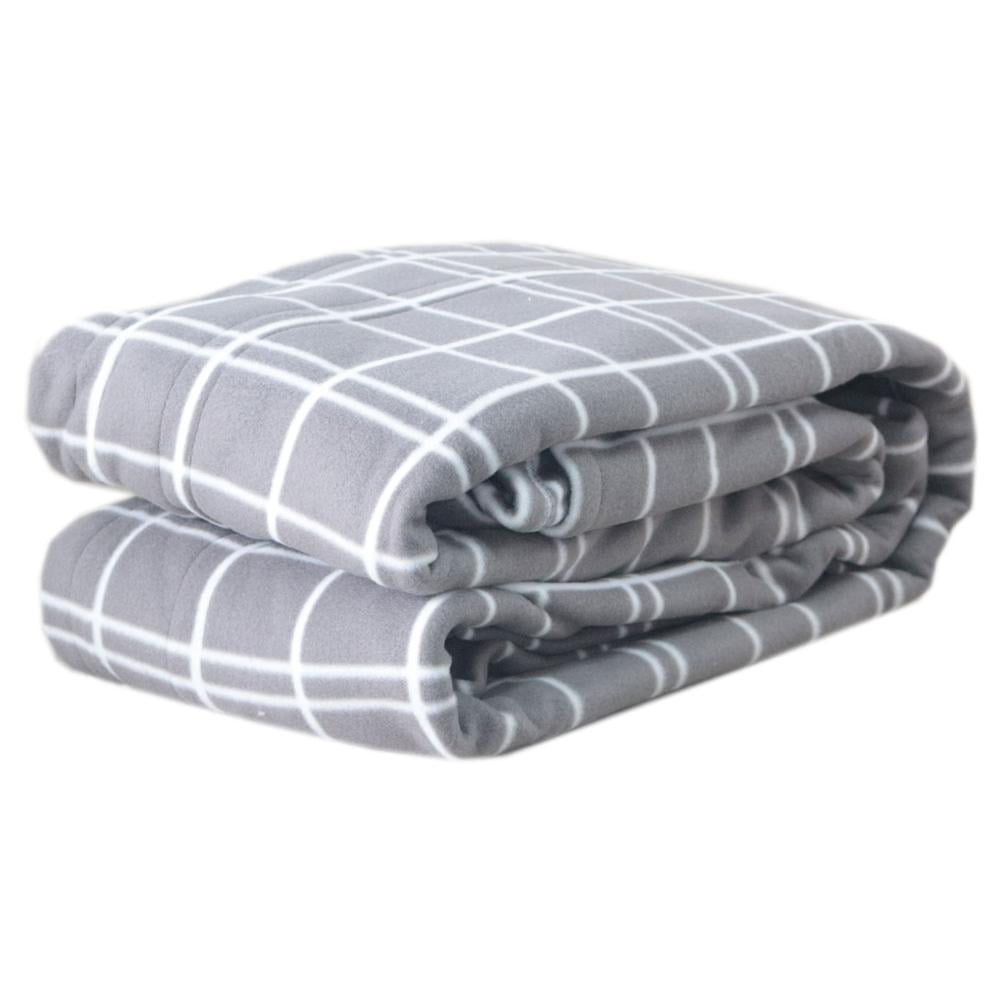 Pure Warmth Printed Fleece Electric Heated Warming Twin Blanket Light Grey White