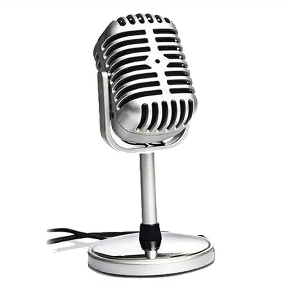 Retro Microphone Vintage Style Microphone Wired Classic Retro Condenser Microphone with Stand_Billiga gåvor