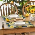 thumbnail image 4 of Sm:)e Floral Lemon Summer Placemats Set of 4, Blue Tiles Summer Holiday Tasty Fruit Healthy Fruit Watercolor Rustic Botanic Table Cover,12 x 18 Inch, 4 of 7