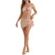 thumbnail image 2 of INSPIRAR CHIC Conjuntos de Bikini de Mujer con Anillo en O de Canalé de 3 Piezas, Parte Inferior de Tanga Triangular con Hebilla en la Espalda, Trajes de Baño en Rosa Medio, 2 of 5