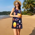 thumbnail image 3 of Fotbe Space Planet Vestido de Verano sin Mangas para Mujer – Vestido Midi Línea A, Estilo Camiseta Floral, Vestido Playero Casual y Fluido, 3 of 7