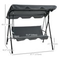 thumbnail image 3 of Outsunny 3-Seat Patio Swing Chair with Adjustable Canopy Grey, 3 of 10