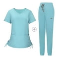 thumbnail image 4 of BiZtdJrK Women's Scrub Sets V Neck Short Sleeve Scrubs Tops and Jogger Pants 2 Piece Outfits Soft Nursing Uniform with Pockets Light Blue S, 4 of 5