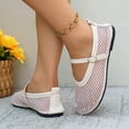 thumbnail image 5 of Lenago Mesh Ballet Flats for Women Fishnet Ballerina Flats Buckle Strap Mary Jane Flats Causal Daily Dress Shoes Daily Office Dress Shoes Summer Beach Fashion White Size-9, 5 of 9