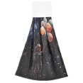 thumbnail image 7 of Yayeee Kitchen Hanging Hand Towels Set of 2 with Loop Bathroom Absorbent Tie Towel, Black Watercolor Space, 7 of 7