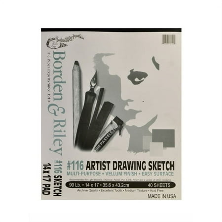 UPC: 0804551868696 | Borden & Riley #116 Artist Drawing/Sketch Vellum Pads 14 x 17 40 Sheets Per Pad Pack Of 2 Pads
