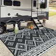 thumbnail image 2 of Senfot 8x10 Area Rugs , Reversible Mats, Modern Area Rug, Plastic Straw Rug, Large Floor Mat for Outdoors, Backyard, Picnic, Patio, Camping,Beach Black White, 2 of 4