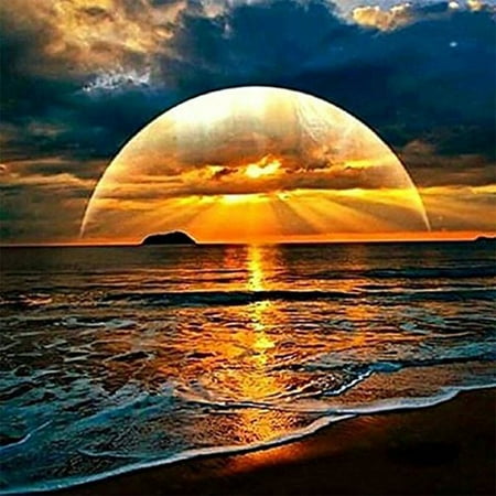 5D Sunset by the Sea Embroidery Paintings Rhinestone Pasted DIY Diamond Painting Cross Stitch