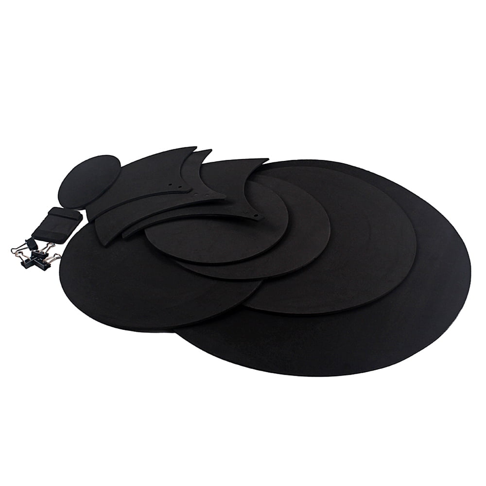 Cymbal Drum Mute Pads Pad Mat Head & Sound Off Blocks Belt with 4 Binder Clips for Practice Set Silencer