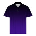 thumbnail image 4 of Yteetum Purple Mens Summer Shirts Casual Gradient Printed Short Sleeve Turn Down Collar T-Shirt Blouse Men's Fashion Pullover Breathable Elastic Stretch Shirts Tops, 4 of 6