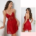 thumbnail image 2 of Noric Women's V-Neck Nightgown Lace Cami Sheer Mesh Dresses Lace Chemise Backless Sleepwear with High Slit, 2 of 9