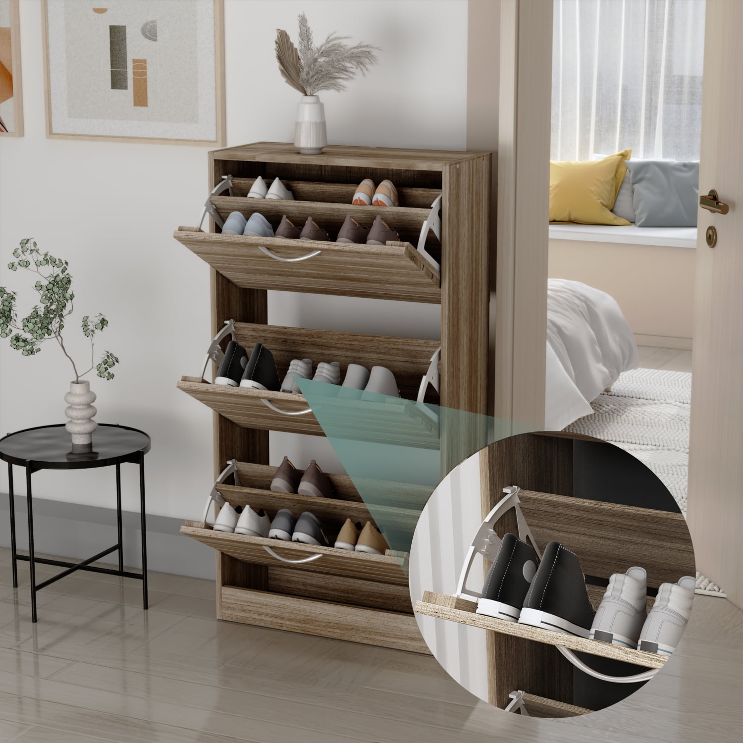 AIEGLE Shoe Storage Organizer with 3 Compartments Modern Free