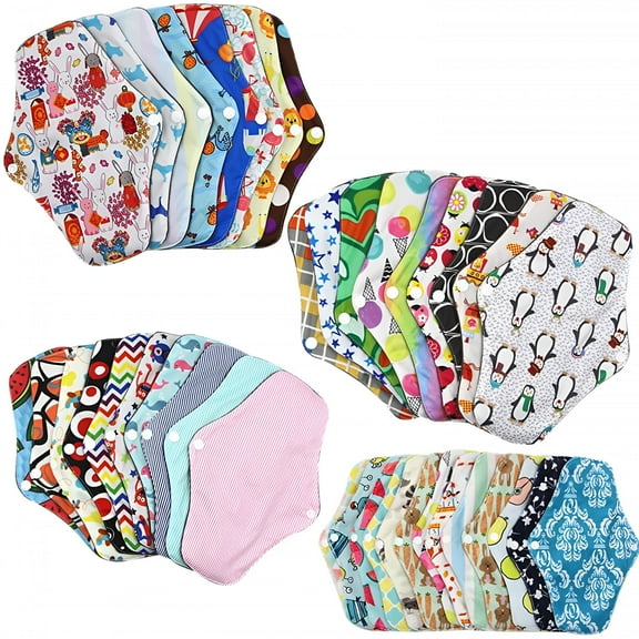 QARUN Reusable Menstrual Pads, Bamboo Cotton Panty Liner Washable Reusable Menstrual Cloth Towel Pads, Overnight Cloth Panty Liners Period Pads-1Pcs (Random Color)