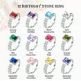 thumbnail image 3 of Beautlace 925 Sterling Silver Birthstone Ring,Adjustable Square Zirconia Band Ring Jewelry Gifts for Women, 3 of 9