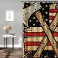 thumbnail image 2 of Orinice American Flag Stars Woodcut Bathroom Decor Set, Colorful Luxurious Graphic Print Polyester Fabric Fashion Shower Curtain with Hooks, 100% Polyester Chic Modern Decor 60x72, 2 of 7