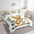 thumbnail image 3 of Manfei Wildlife Lions 7-Piece Twin Bedding Sets,Jungle Zebra Lions Bedding Comforter Set,Kawaii Elephant Giraffe Sheet Sets For Men Women,Super Cozy Room Decor Reversible, 3 of 8