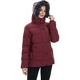 thumbnail image 3 of Wantdo Women's Winter Coat Recycled Quilted Puffer Jacket Warm Hooded Outerwear Coat Wine Red S, 3 of 12