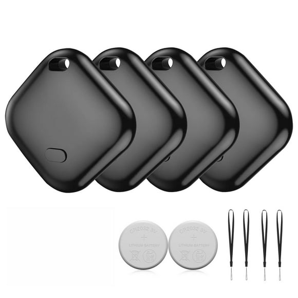 F02-B Android Bluetooth Tracker (4-Pack, Black) – 150m Range Smart Locator for Keys/Wallets/Bags with "Find My Device" App Compatibility, IP67 Waterproof, 8-12 Month Battery Life, 4
