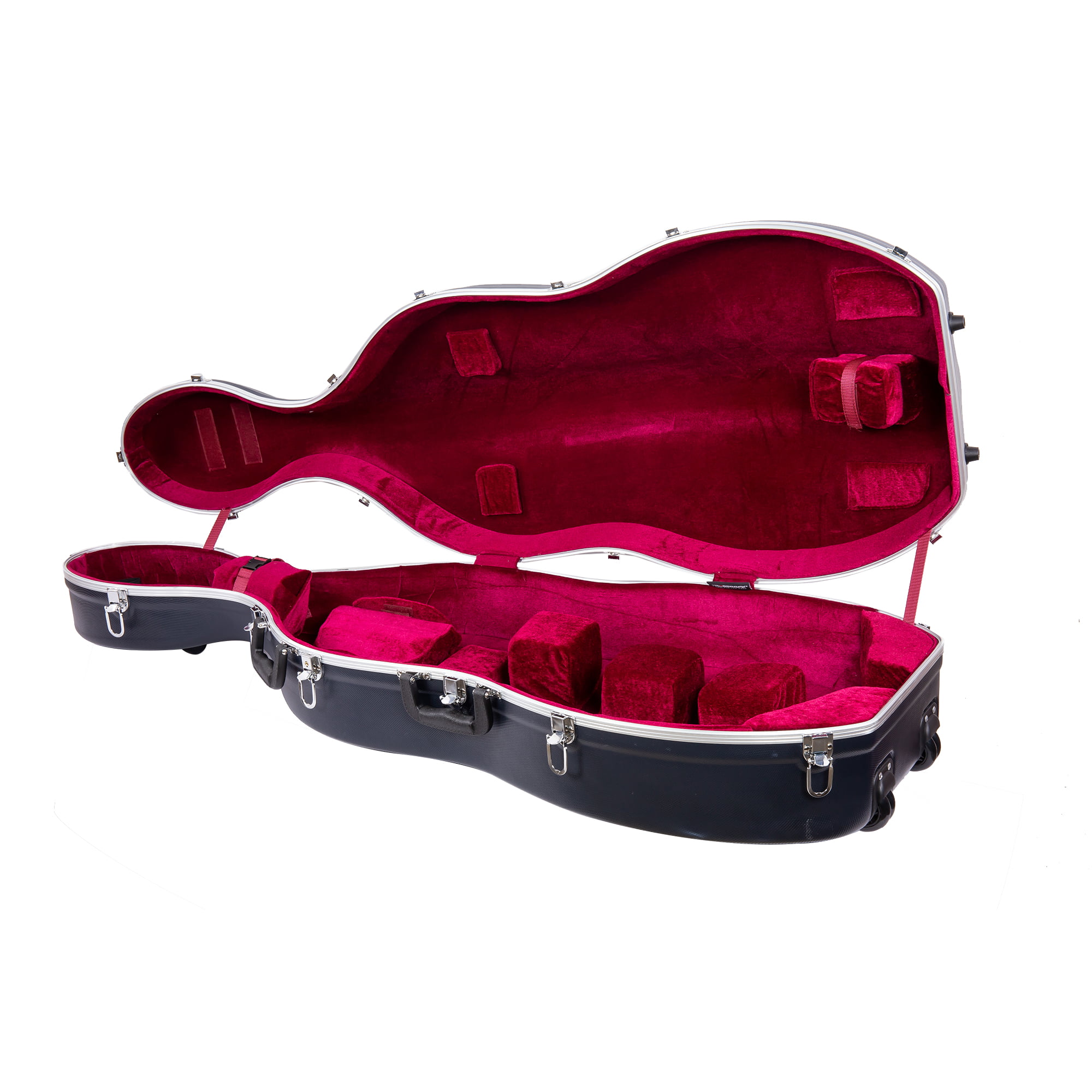 Crossrock CRA860CEFBK ABS Molded Cello Case with Wheels in Black For Both 4/4 Size and 3/4 Size 