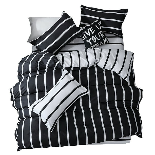 Karever Juego De Edredón En Blanco Y Negro, Ropa De Cama Flo