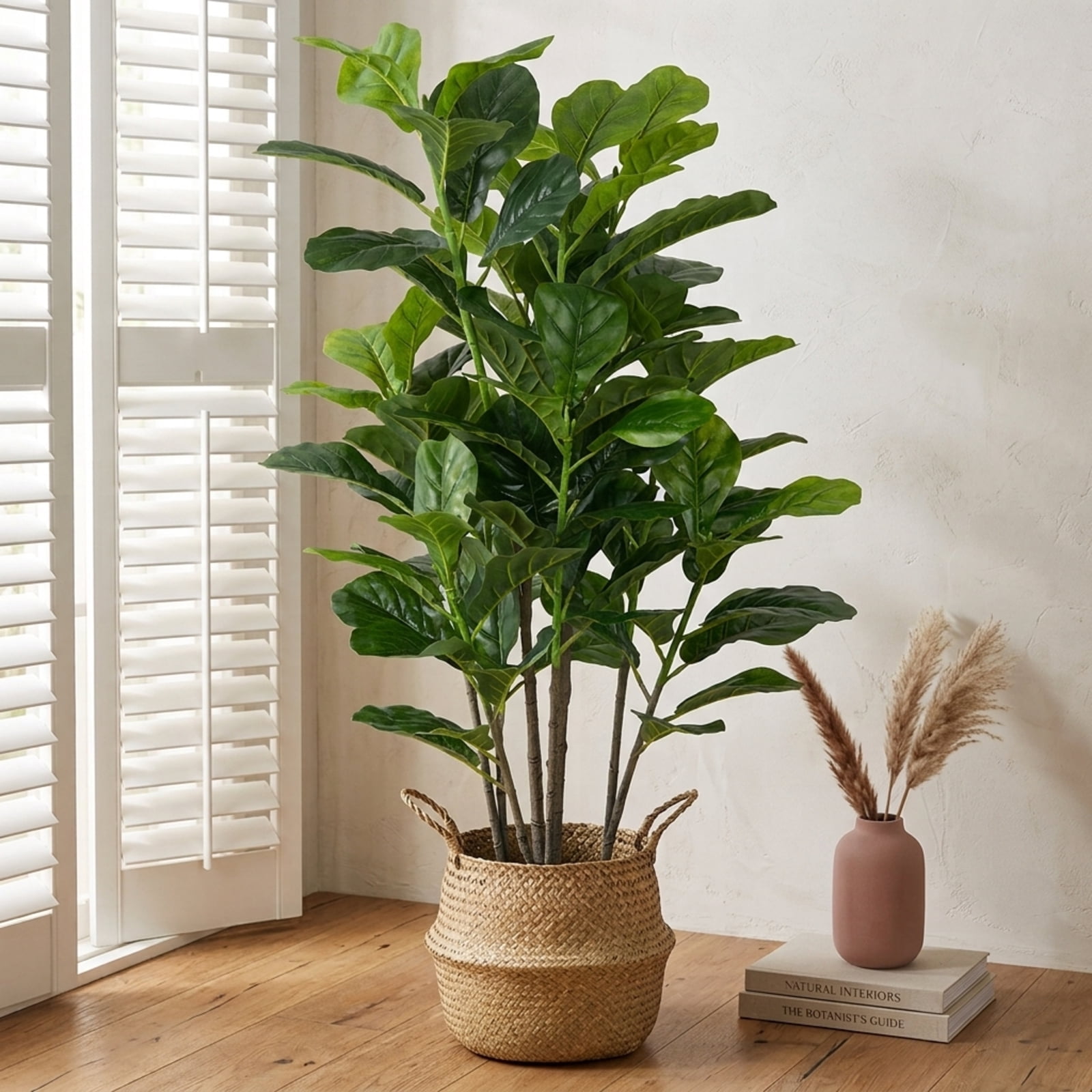 Vebreda Artificial Plant Decor, 51 Inches 2-Pack Artificial Fiddle Leaf Fig Tree for Indoor and Outdoor, Vivid and Full Appearance
