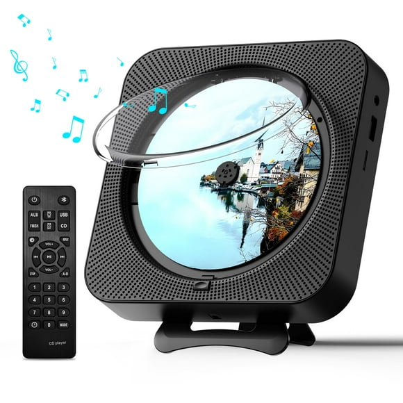 Reproductor de CD MICOCIOUS portátil con Bluetooth y radio FM negro