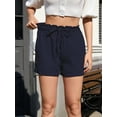 thumbnail image 3 of Fancyglim Women Casual Shorts Summer Elastic High Waist Drawstring Shorts Pants with Pockets Navy Blue L, 3 of 10