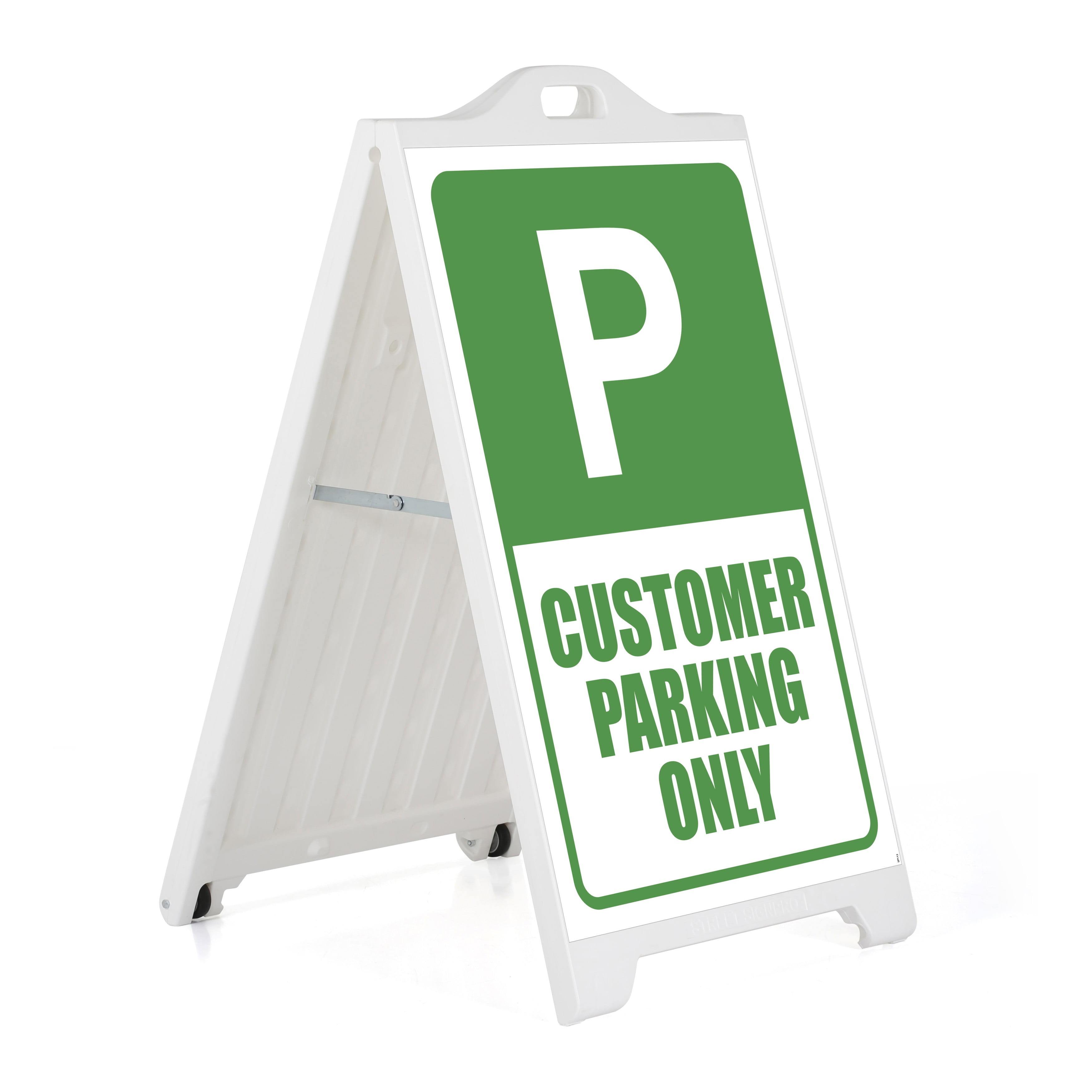 M&T Displays White Street SignPro Board, Weatherproof A-Frame Sidewalk Curb Sign with 2 24x36 inch Matt CUSTOMER PARKING ONLY Sticker Signs, Folding Portable Double Sided - Walmart.com