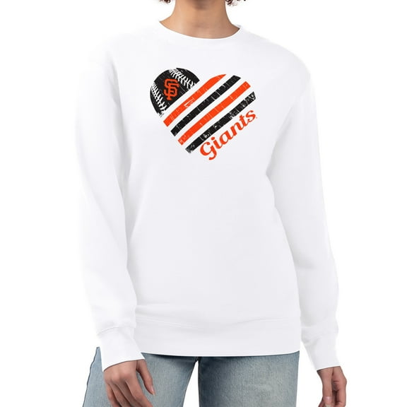 Women's G-III 4Her by Carl Banks White San Francisco Giants Heart Logo Fleece Pullover Sweatshirt