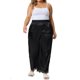 thumbnail image 2 of Pantalones de pijama de satén con encaje para mujer de tallas grandes Agnes Orinda, elásticos, suaves, de pierna ancha, 3X, negros, 2 of 6