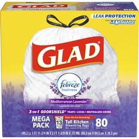 Glad Trash Bags, 13 gal., 0.78 mil, PK40 78361