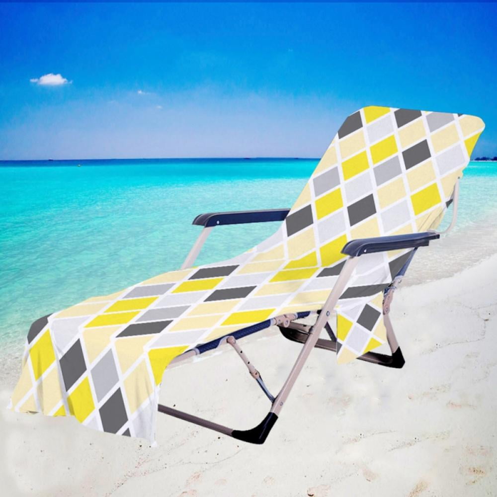 Pool Chair Cover with Pockets, Portable Sun Lounger Beach Chair Towel
